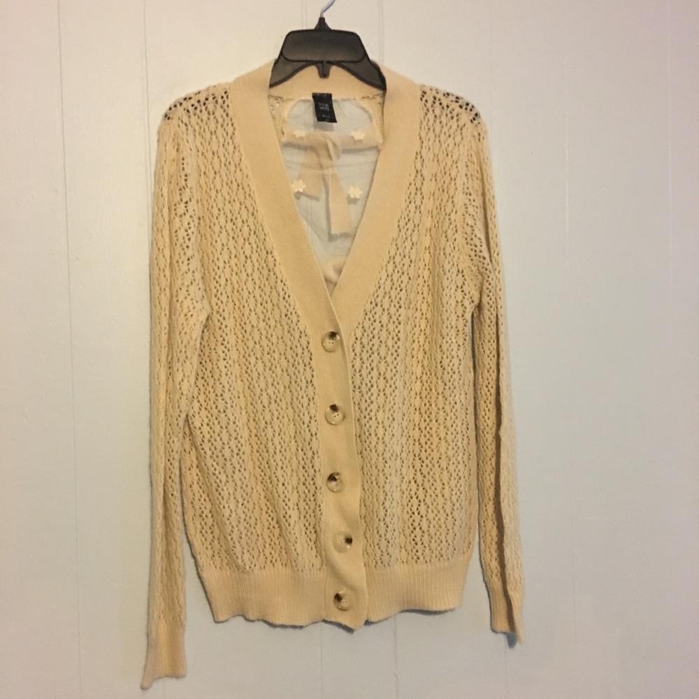 Scrap Work cream lace and crochet cardigan